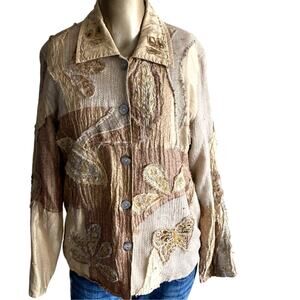 YAK MAGIK Jacket Women Large 100% Silk Artsy Vintage Classic Glam Butterfly